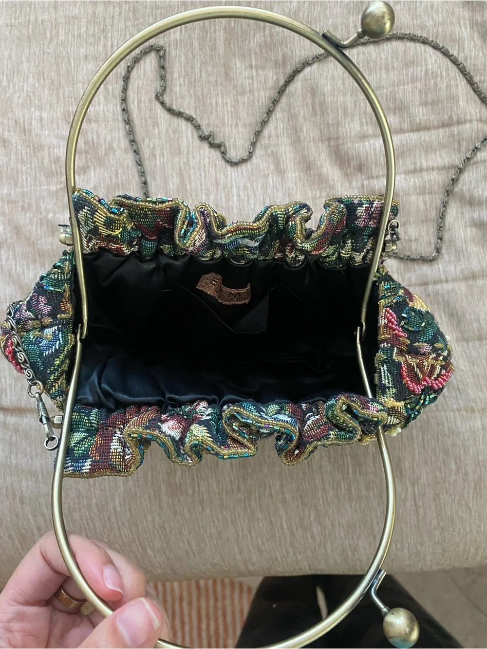 Vintage Style Ermo Floral Tapestry Beaded Evening Bag Clutch